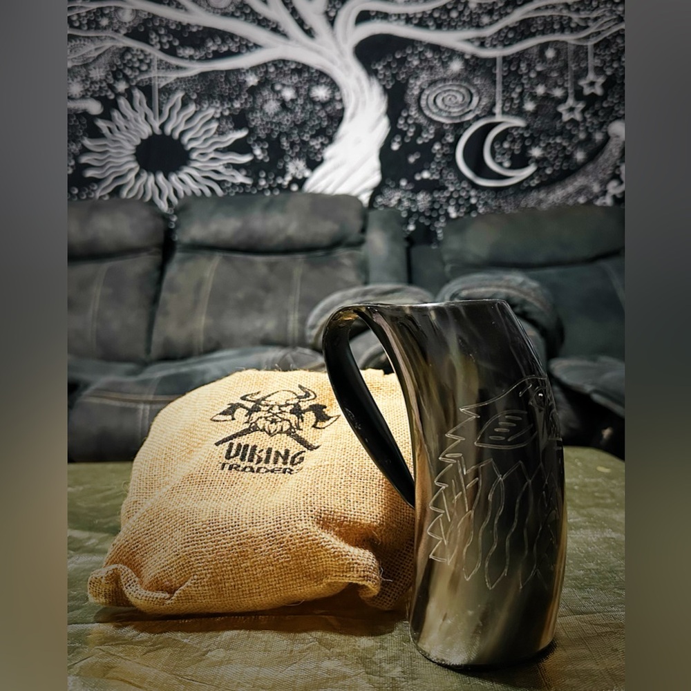 Viking Drinking Horn Mug with engraving - Picture 10 of 15